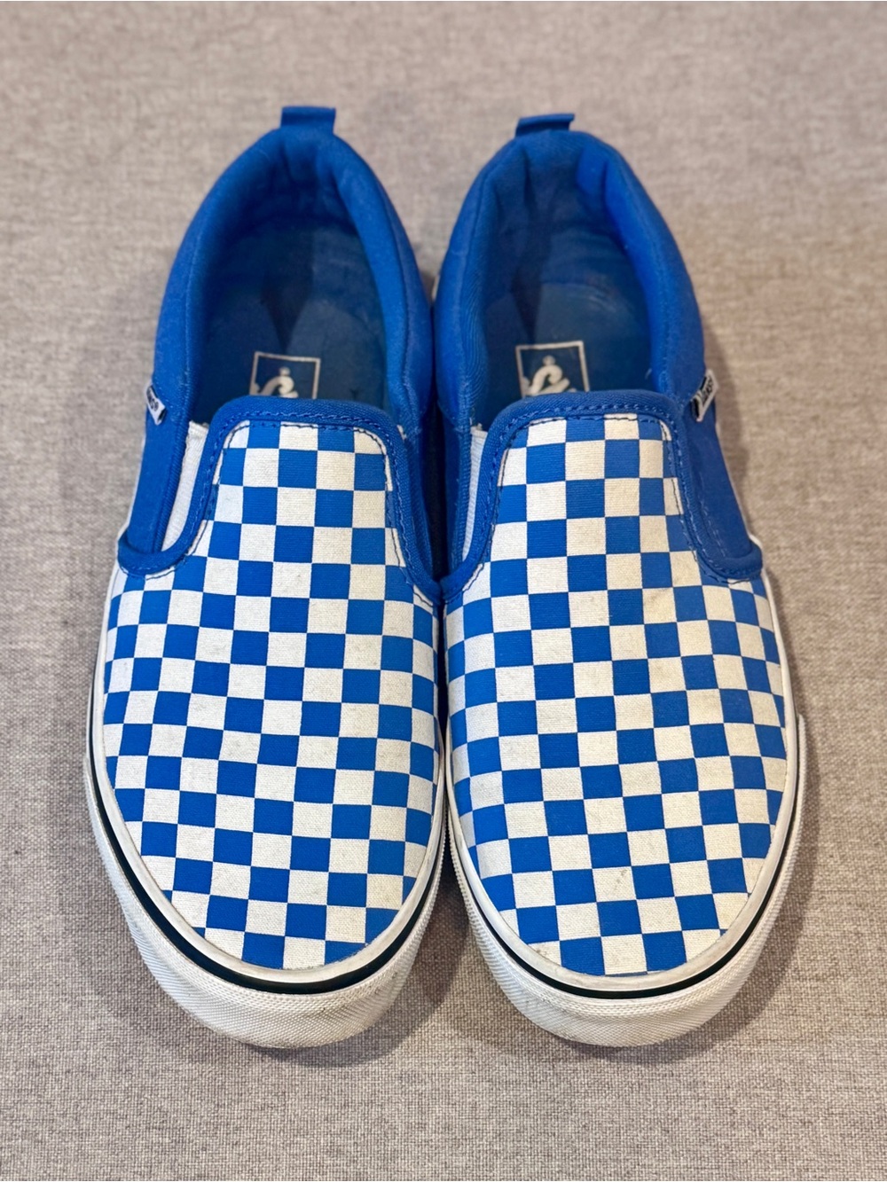 Vans Slip-On Checkerboard  Canvas Skate Shoe in True Blue, Men's 7 / Women's 9